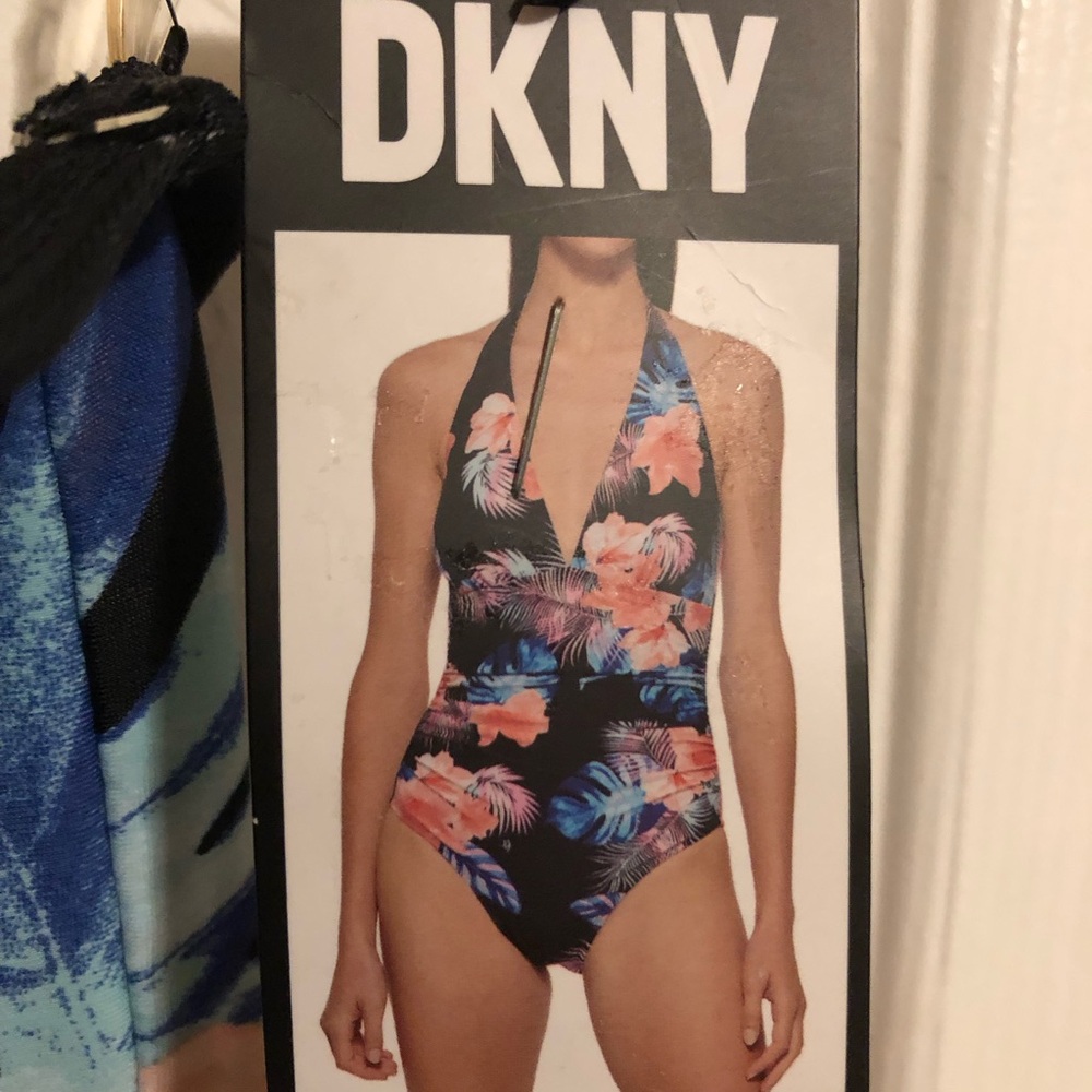 DKNY Tropical Floral Halter Swimsuit